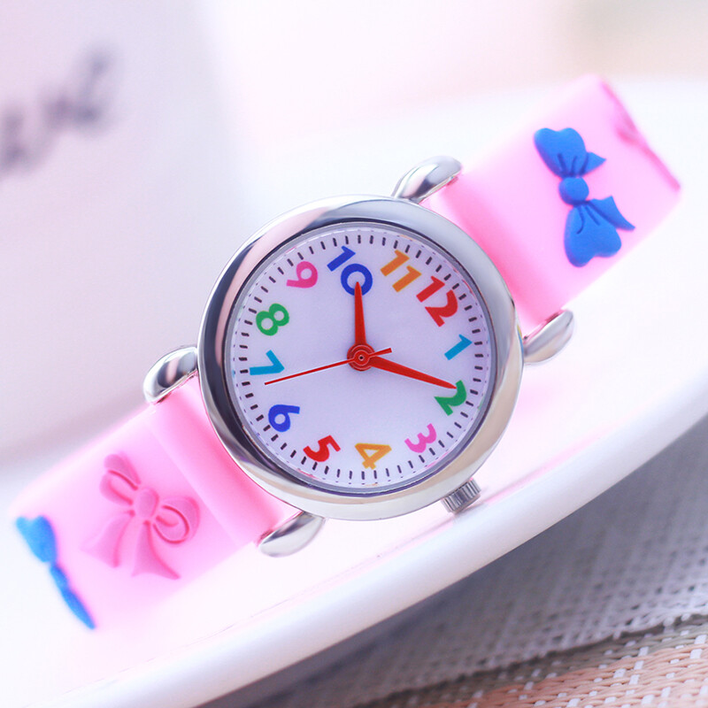 2024 Ceasuri noi Fete Băieți Drăguț drăguț Papion Curea din silicon Ceasuri Cadran din oțel inoxidabil Ceas digital colorat pentru Cadouri pentru copii mici