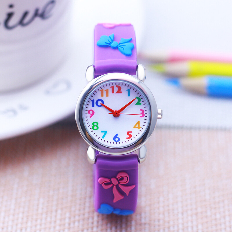 2024 Ceasuri noi Fete Băieți Drăguț drăguț Papion Curea din silicon Ceasuri Cadran din oțel inoxidabil Ceas digital colorat pentru Cadouri pentru copii mici