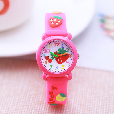 Vasaros vaikai LUCKY Merginos Moterys Maži Vaikai Kawaii Braškių Karikatūros Laikrodžiai Studentams Kūdikių Gimtadienio Silikoniniai Mini Žaisliniai Laikrodžiai