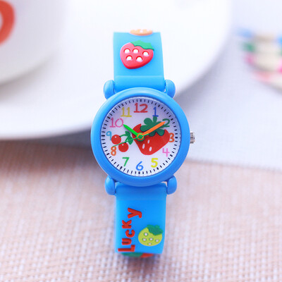 Vasaros vaikai LUCKY Merginos Moterys Maži Vaikai Kawaii Braškių Karikatūros Laikrodžiai Studentams Kūdikių Gimtadienio Silikoniniai Mini Žaisliniai Laikrodžiai