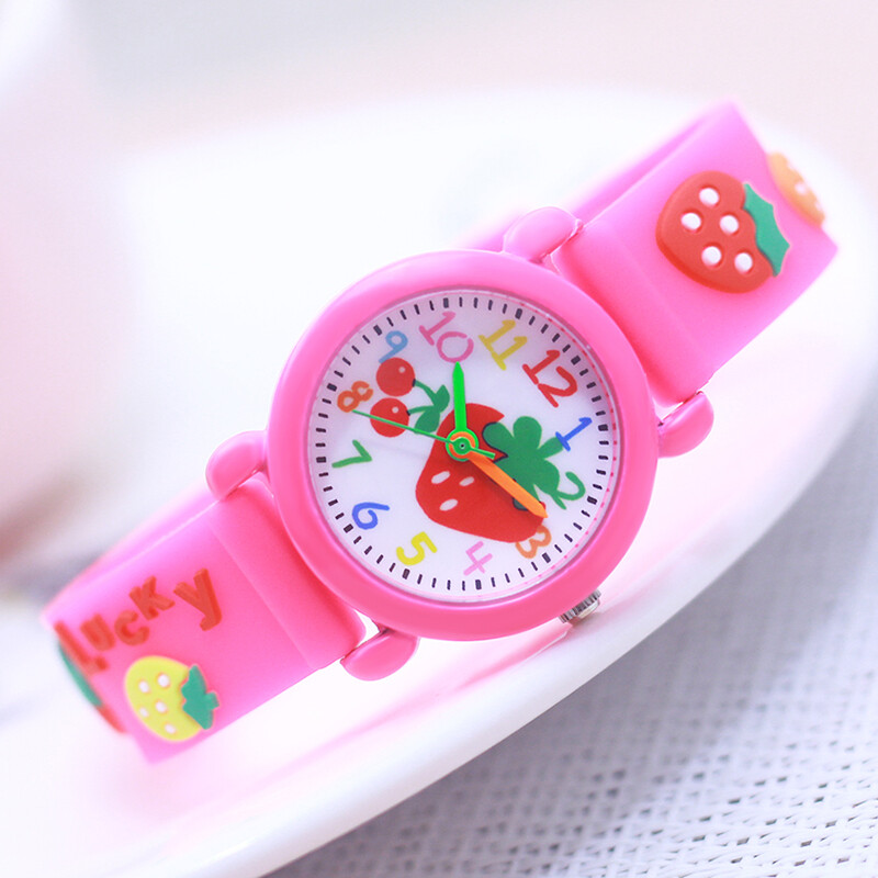 Vasaros vaikai LUCKY Merginos Moterys Maži Vaikai Kawaii Braškių Karikatūros Laikrodžiai Studentams Kūdikių Gimtadienio Silikoniniai Mini Žaisliniai Laikrodžiai