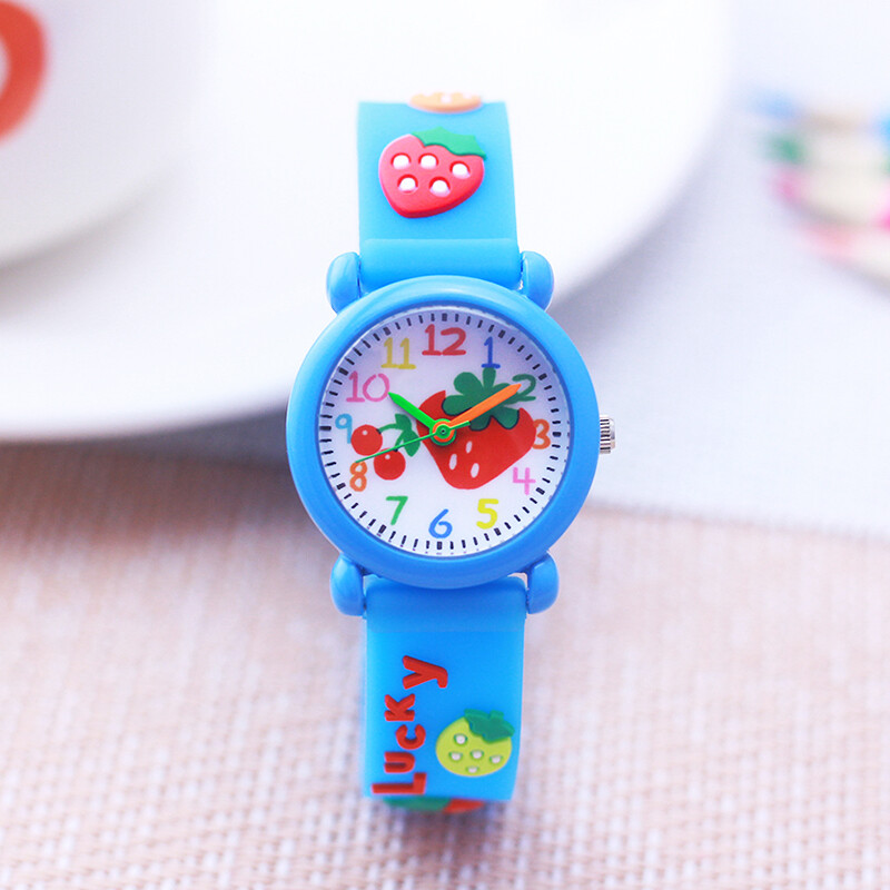 Vasaros vaikai LUCKY Merginos Moterys Maži Vaikai Kawaii Braškių Karikatūros Laikrodžiai Studentams Kūdikių Gimtadienio Silikoniniai Mini Žaisliniai Laikrodžiai