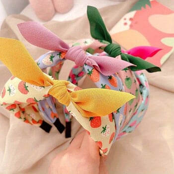 Print Fruit Bowknot Hairband Strawberry Headband για γυναίκες Κορίτσια Κορεατικά φαρδιά μαλλιά υφασμάτινα αξεσουάρ μαλλιών Καθημερινά αξεσουάρ μαλλιών