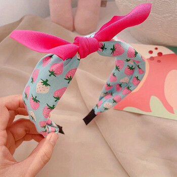 Print Fruit Bowknot Hairband Strawberry Headband για γυναίκες Κορίτσια Κορεατικά φαρδιά μαλλιά υφασμάτινα αξεσουάρ μαλλιών Καθημερινά αξεσουάρ μαλλιών