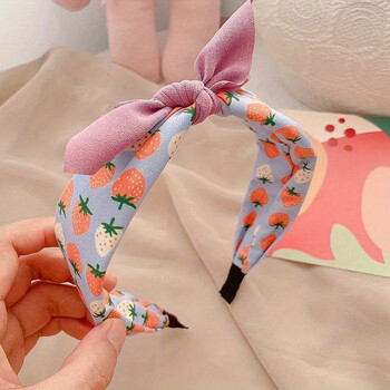 Print Fruit Bowknot Hairband Strawberry Headband για γυναίκες Κορίτσια Κορεατικά φαρδιά μαλλιά υφασμάτινα αξεσουάρ μαλλιών Καθημερινά αξεσουάρ μαλλιών