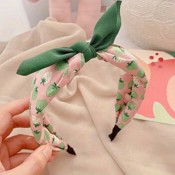 Print Fruit Bowknot Hairband Strawberry Headband για γυναίκες Κορίτσια Κορεατικά φαρδιά μαλλιά υφασμάτινα αξεσουάρ μαλλιών Καθημερινά αξεσουάρ μαλλιών