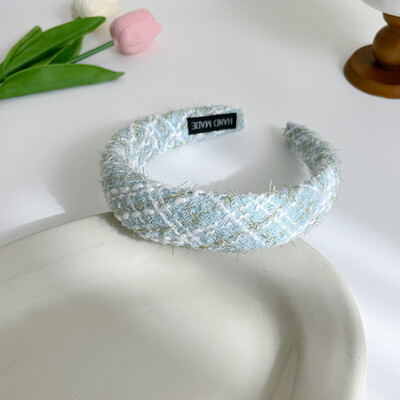 AISHG francia széles karimájú szivacsos hajpánt női koreai tweed szövetből készült fejpánt, vintage karika, rögzített hajpánt lányoknak hajkiegészítők