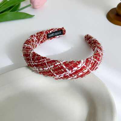 AISHG francia széles karimájú szivacsos hajpánt női koreai tweed szövetből készült fejpánt, vintage karika, rögzített hajpánt lányoknak hajkiegészítők