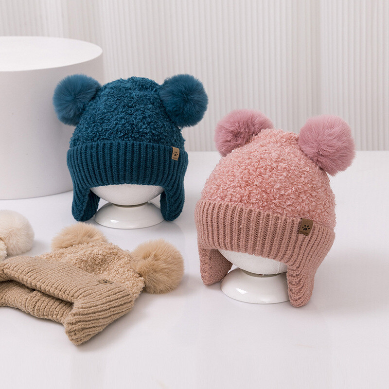Armas plüüsist palliga beebi kõrvaklapid müts talvine soe laste kõrvakaitse müts paks sametine laste suusakapott 6-36M väikelapse nokamüts