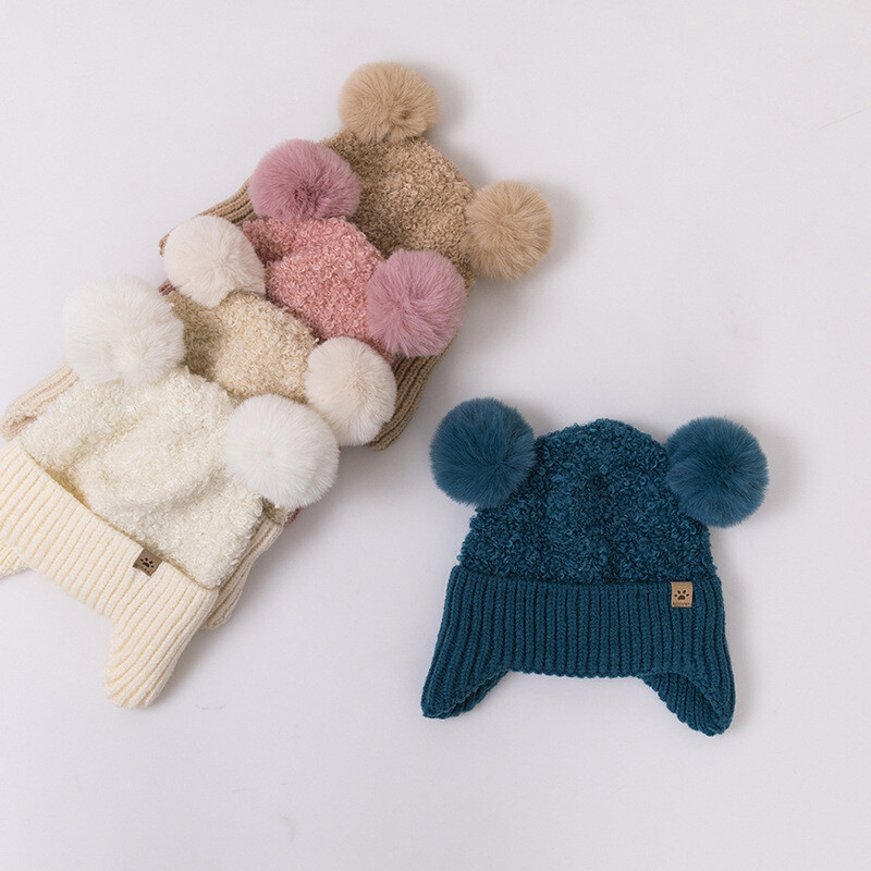 Armas plüüsist palliga beebi kõrvaklapid müts talvine soe laste kõrvakaitse müts paks sametine laste suusakapott 6-36M väikelapse nokamüts