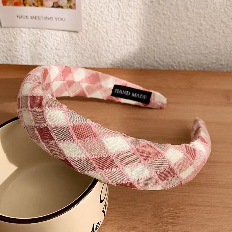 Módne jednofarebné široké bočné čelenky pre ženy, kórejské jednoduché očarujúce kockované vlasové pásky na umývanie tváre, denné nosenie, vlasové doplnky