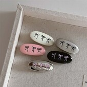 Koreai fém ovális masni hajcsat női lányoknak édes aranyos mini frufru oldalkapcsos kacsacsőrű hajcsat fejdísz haj kiegészítők