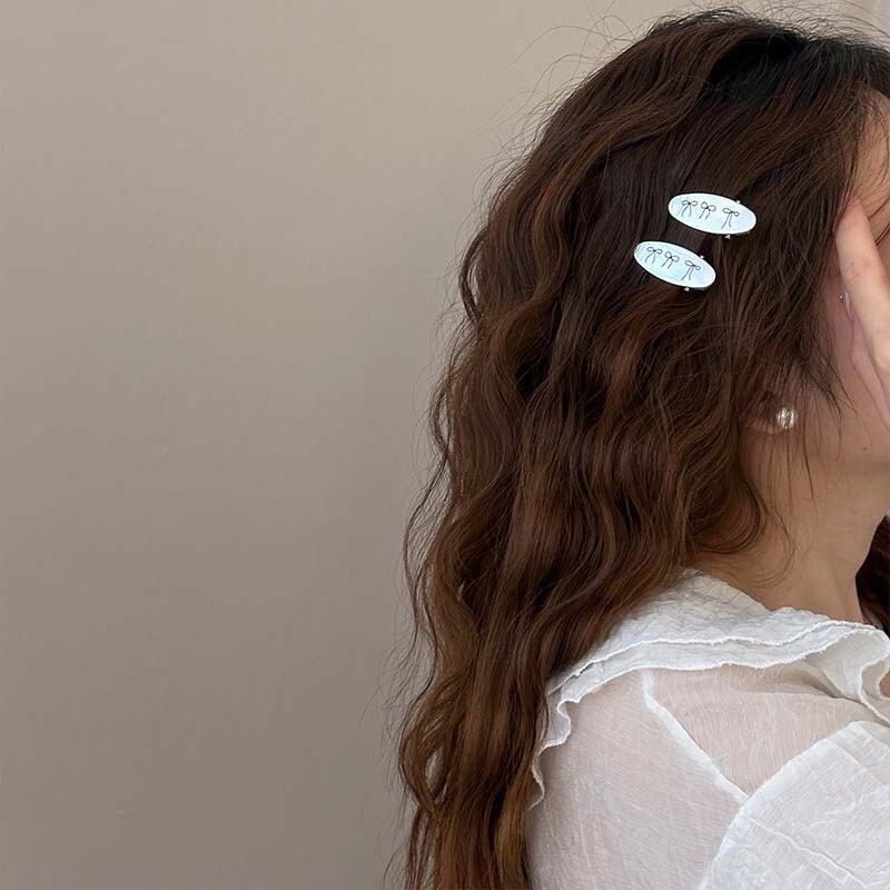 Koreai fém ovális masni hajcsat női lányoknak édes aranyos mini frufru oldalkapcsos kacsacsőrű hajcsat fejdísz haj kiegészítők