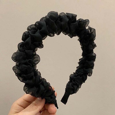 Új divatos egyszínű hálós hajtogatott fejpántok nőknek koreai elegáns fodros hajpánt hajpánt fejfedő hajtartozékok