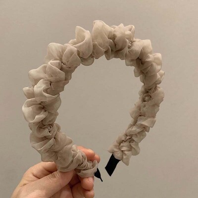 Új divatos egyszínű hálós hajtogatott fejpántok nőknek koreai elegáns fodros hajpánt hajpánt fejfedő hajtartozékok