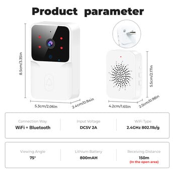 Tuya WiFi видео звънец Безжична HD камера IR аларма Сигурност Интелигентен домашен звънец WiFi Домофон за дома