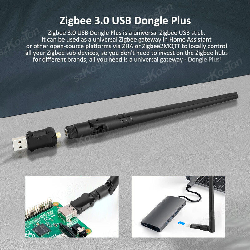 „Zigbee USB Dongle Plus-E Gateway“ universalus „Zigbee“ USB šakotuvas, skirtas namų asistentui „OpenHAB Zigbee2MQTT Wireless Zigbee 3.0 USB“