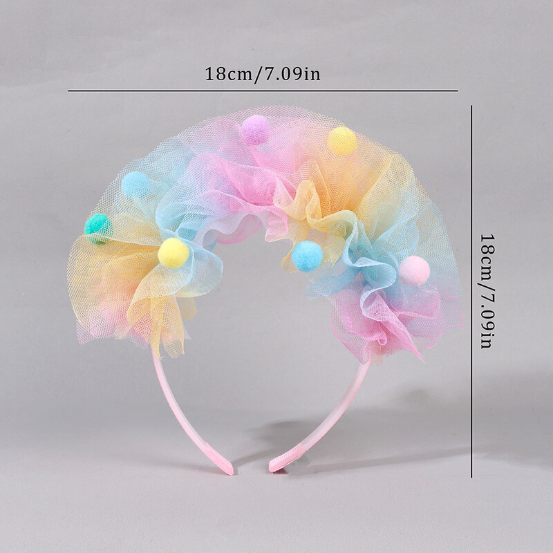 Divatos színes hálós fejpántok Boutique pompon hajszálak édes szivárványos hajkarika gyerekeknek parti haj kiegészítők lányoknak ajándék