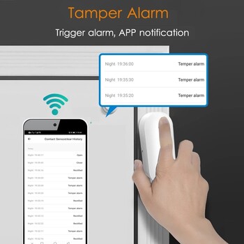 Tuya Smart WiFi сензор за врати Детектори за отворени / затворени врати, съвместими с Alexa Google Home Smar tLife APP Безплатно персонализирано ЛОГО