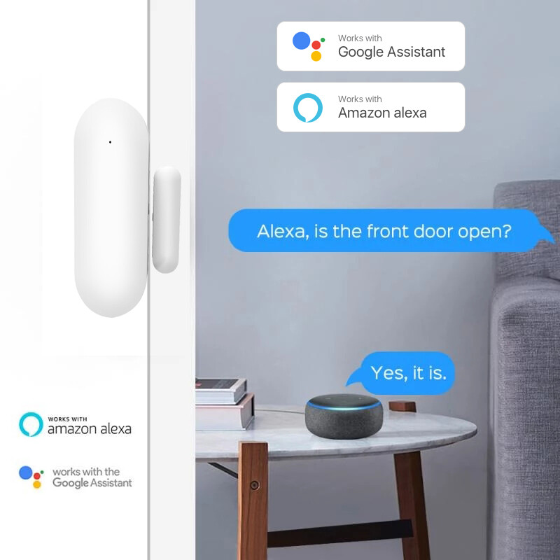 Tuya Smart WiFi durvju sensora durvju atvēršanas/aizvēršanas detektori, kas saderīgi ar Alexa Google Home Smar tLife APP Bezmaksas pielāgots LOGO