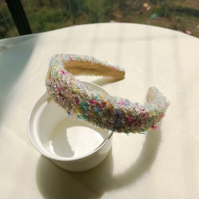 Divatos hajpánt Vintage édes tweed szövésű színes hajkarika kézzel készített fejpántok Designer hajpánt hajkiegészítők nőknek