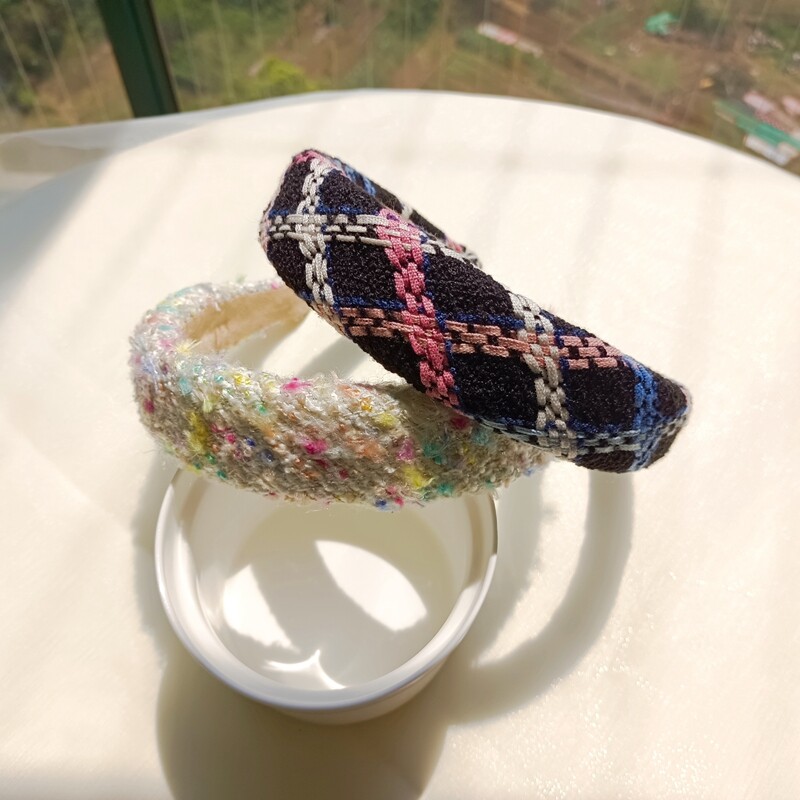 Divatos hajpánt Vintage édes tweed szövésű színes hajkarika kézzel készített fejpántok Designer hajpánt hajkiegészítők nőknek