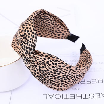 Μόδα στάμπα Leopard Headband Φαρδύ σταυρωτό Γυναικείο χτένισμα Ελαστικό φιόγκο Μαλλιά στεφάνι κορδόνια Bezel Top Knot Αξεσουάρ μαλλιών για κορίτσια