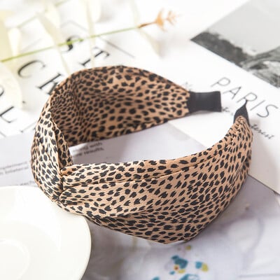 Divatmintás leopárd fejpánt széles keresztben női hajpánt rugalmas masni haj karikapántok előlap felső csomó lány hajkiegészítők
