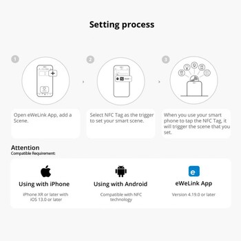 SONOFF NFC Tag Smart Home EWeLink 215 Chip 540 Bytes Smart Tags Shortcuts Докоснете, за да задействате Smart Scene за телефони с NFC