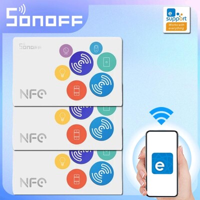 SONOFF NFC žyma „Smart Home“ EWeLink 215 lustas 540 baitų „Smart Tags“ spartieji klavišai Bakstelėkite, kad suaktyvintumėte išmaniąją sceną telefonams, kuriuose veikia NFC