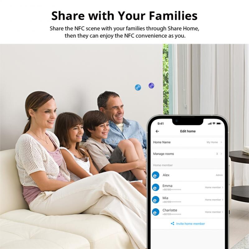 SONOFF NFC Tag Smart Home EWeLink 215 mikroshēma 540 baiti viedie tagi Īsceļi Pieskarieties, lai aktivizētu viedo ainu tālruņiem ar NFC
