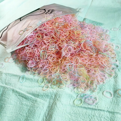 500/1000/2000db Lányok Színes eldobható gumiszalag Hajkötők Fejpánt Gyerek Lófarok Tartó Szíjak Gyerek Hajkiegészítők