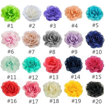 20 Color Girls Chiffon Flower Κλιπ μαλλιών Princess Rose Headwear Boutique Παιδικές φουρκέτες Barrettes Παιδικά αξεσουάρ μαλλιών