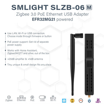 SMLIGHT SLZB-06M Zigbee 3.0 към Ethernet, USB и WiFi Gateway Coordinator с PoE, работи с Zigbee2MQTT, Home Assistant, ZHA