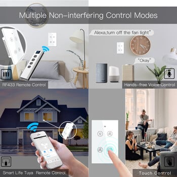 Νέο WiFi RF Έξυπνο φως ανεμιστήρα οροφής 2/3 τρόποι Έλεγχος Smart Life/Tuya APP RF τηλεχειριστήριο ταχύτητας Alexa Συμβατό με Google Home