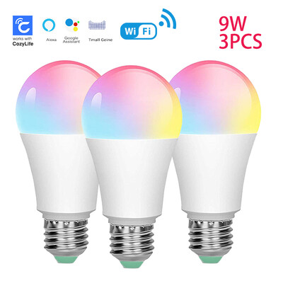 SIXWGH E27 Bulb WiFi 9W Έξυπνη λυχνία RGB Home Λειτουργία χρονοδιακόπτη με δυνατότητα ρύθμισης φωτισμού Cozylife App Cotrol Υποστηρίζει το Google Home Alexa