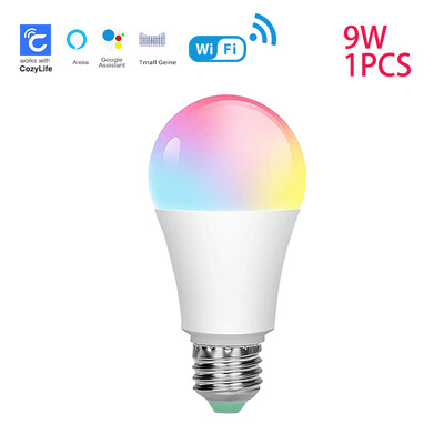 SIXWGH E27 Bulb WiFi 9W Έξυπνη λυχνία RGB Home Λειτουργία χρονοδιακόπτη με δυνατότητα ρύθμισης φωτισμού Cozylife App Cotrol Υποστηρίζει το Google Home Alexa