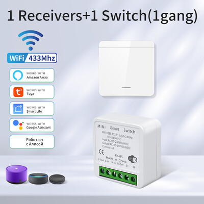 16A/20A Tuya WiFi Smart Switch RF 433MHz 1/2/3 Gang Wireless Wall Switch Λειτουργεί με το Alexa Google Assistant For Home LED Lamp