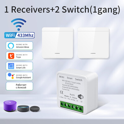 16A/20A Tuya WiFi Smart Switch RF 433MHz 1/2/3 Gang Wireless Wall Switch Λειτουργεί με το Alexa Google Assistant For Home LED Lamp
