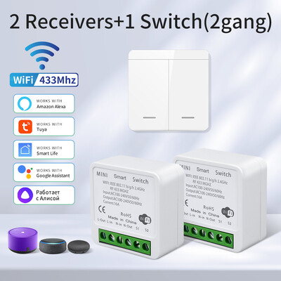 16A/20A Tuya WiFi Smart Switch RF 433MHz 1/2/3 Gang Wireless Wall Switch Λειτουργεί με το Alexa Google Assistant For Home LED Lamp