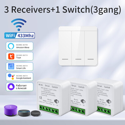 16A/20A Tuya WiFi Smart Switch RF 433MHz 1/2/3 Gang Wireless Wall Switch Λειτουργεί με το Alexa Google Assistant For Home LED Lamp