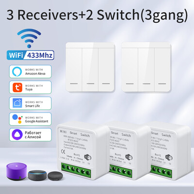16A/20A Tuya WiFi Smart Switch RF 433MHz 1/2/3 Gang Wireless Wall Switch Λειτουργεί με το Alexa Google Assistant For Home LED Lamp