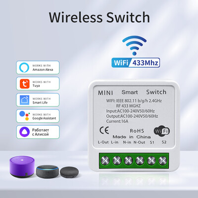 16A/20A Tuya WiFi Smart Switch RF 433MHz 1/2/3 Gang Wireless Wall Switch Λειτουργεί με το Alexa Google Assistant For Home LED Lamp