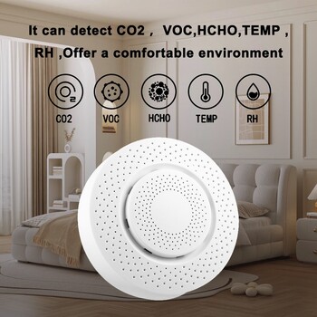 Tuya WiFi Smart Air Box Монитор за качество на въздуха Формалдехид VOC Co2 GAS Детектор за температура и влажност Сензор Връзка на домашна сцена