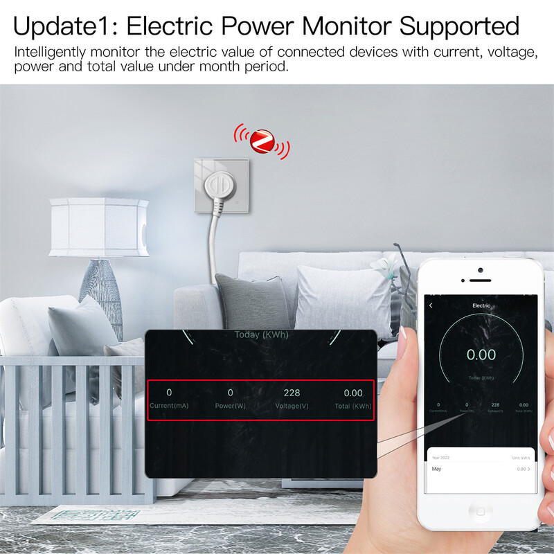 Moes ZigBee Inteligentná nástenná zásuvka so skleneným panelom, monitor napájania, bezdrôtové ovládanie, sieťový časovač, Alexa, Google Home, hlas, EÚ