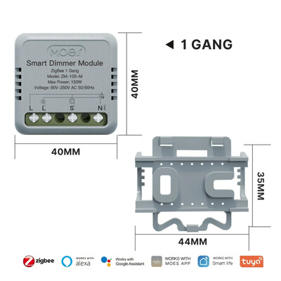 MOES Mini Tuya WiFi/Zigbee Smart Switch/Dimmer Module DIY Module Switch Light 1/2 Gang Daljinski upravljač Work Alexa Google Home