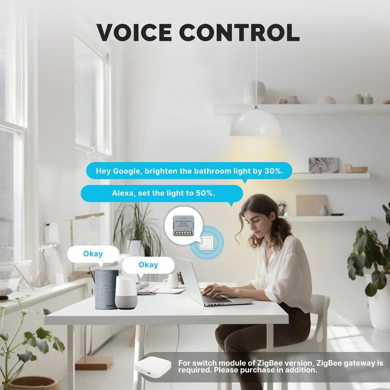 MOES Mini Tuya WiFi/Zigbee viedais slēdzis/dimmer modulis DIY modulis gaismas slēdzis 1/2 Gang tālvadības pults Work Alexa Google Home