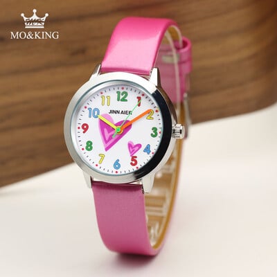 Detské náramkové hodinky 3D kreslené voľnočasové kožené hodinky s pohybom pre chlapcov a dievčatá, narodeniny, športové hodinky pre deti, Saati I Love You Reloj