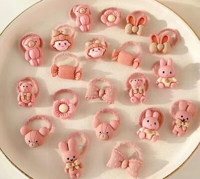 20 vnt. Mergaičių plaukų aksesuarai Mieli animaciniai plaukų juostelės Bandeau Cheveux Scrunchies Korėjietiška elastinga plaukų juosta Vaikų guminės juostelės Dovana
