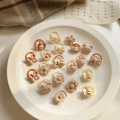 20 vnt. Mergaičių plaukų aksesuarai Mieli animaciniai plaukų juostelės Bandeau Cheveux Scrunchies Korėjietiška elastinga plaukų juosta Vaikų guminės juostelės Dovana